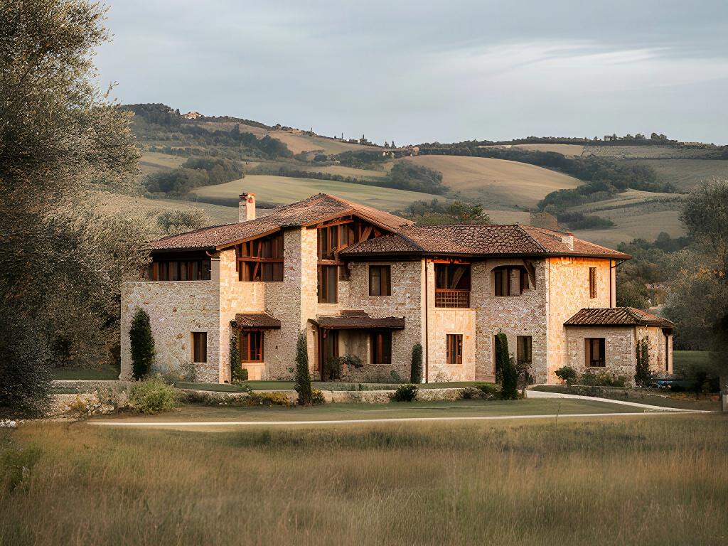 Casa rurale in pietra restaurata con travi a vista sulle colline di Valeggio sul Mincio