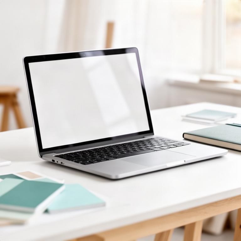 Computer portatile aperto su una casella di posta in uno studio luminoso